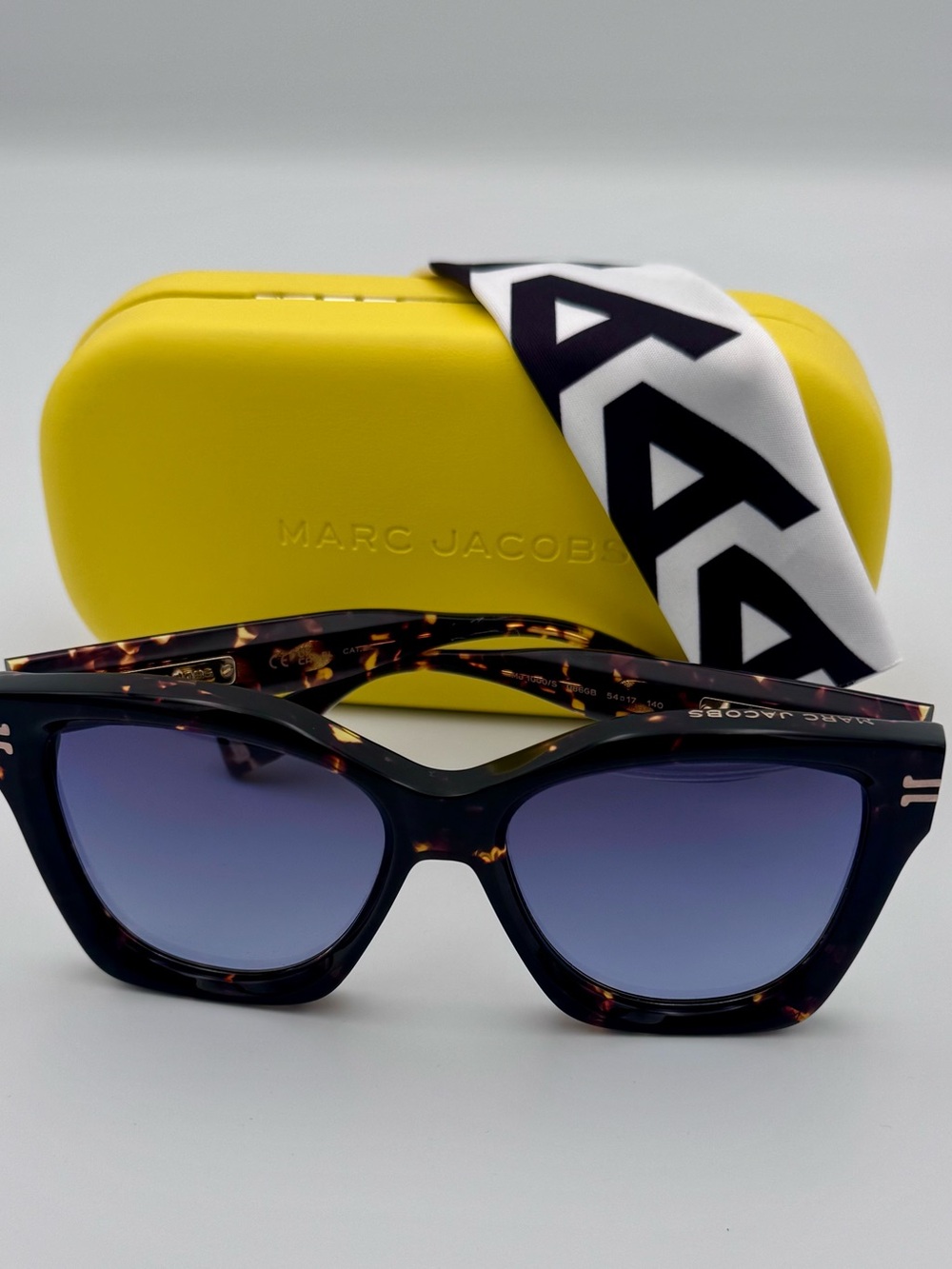 Marc Jacobs Tortoiseshell Cat-Eye Sunglasses with Blue Gradient Lenses